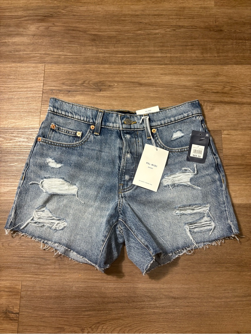 NWT Women’s Lucky Brand 90s Midi Denim Shorts Size 4/27